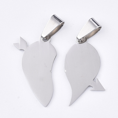 201 Stainless Steel Split Pendants, for Lovers, A Arrow Through Heart