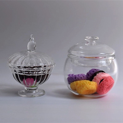 Миниатюрная стеклянная бутылка, с крышкой, для кукольных аксессуаров, притворяющихся опорными украшениями