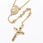 Collier de perles chapelet avec croix crucifix, 304 collier en acier inoxydable pour Pâques