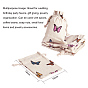 Polycotton(Polyester Cotton) Packing Pouches Drawstring Bags, with Printed Butterfly