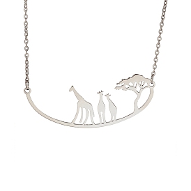 304 Stainless Steel Pendnat Necklaces, Tree & Giraffe