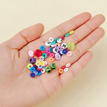 DIY Polymer Clay Beads Jewelry Set Making Kit, Including Polymer Clay & Acrylic & Shell Beads, Alloy Clasps & Charms, Iron Findings, CCB Plastic Pendants, Scissors, Elastic Thread