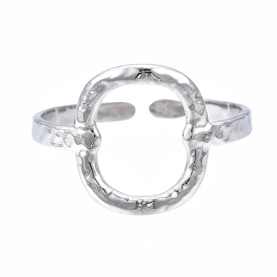304 anillo de puño abierto ovalado de acero inoxidable, anillo grueso hueco para mujer