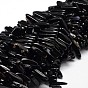 Natural Black Agate Chip Beads Strands, Dyed & Heated, 8~30x5~12mm, Hole: 1mm; about 15.3 inch ~15.7 inch