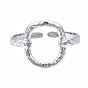 304 anillo de puño abierto ovalado de acero inoxidable, anillo grueso hueco para mujer