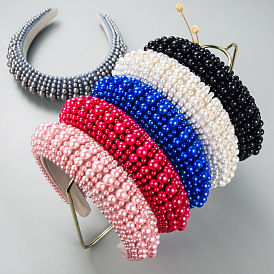 Diadema de esponja de perlas para mujer, accesorios para el cabello sencillos y personalizados