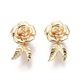 Clip magnétique en laiton sur les boucles d'oreilles, avec boucles verticales, rose, sans nickel