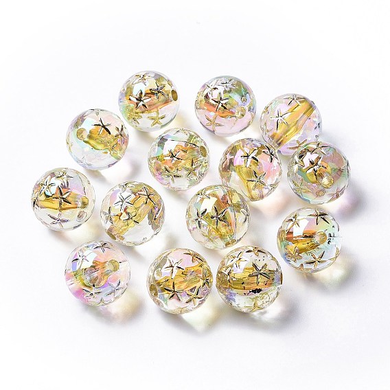 Transparent Acrylic Beads, Trace A Design in Gold, Round