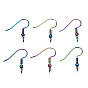 Ion Plating(IP) 304 Stainless Steel French Earring Hooks, Flat Earring Hooks, Ear Wire, with Beads and Vertical Loop