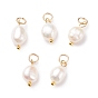 Amuletos de perlas de agua dulce cultivadas naturales de grado b, con 304 anillos de salto de acero inoxidable, arroz pulido