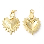 Eco-Friendly Rack Plating Brass Pendants, with Jump Ring, Long-Lasting Plated, Lead Free & Cadmium Free, Sacred Heart Charm
