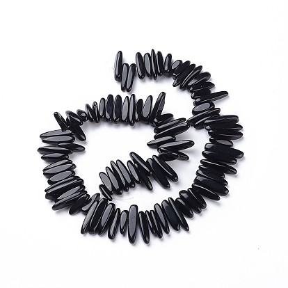 Синтетические черные каменные чипсы, окрашенные, 12~22x5~7 мм, отверстие : 1 мм