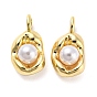 Alloy with ABS Plastic Imitation Pearl Pendants, Lead Free & Cadmium Free, Oval Charm