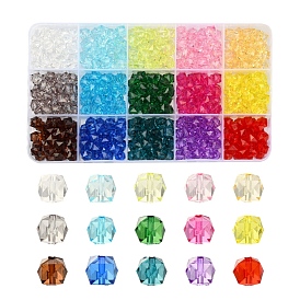 450Pcs 15 Colors Transparent Acrylic Beads, Faceted, Cube