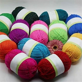 Acrylic Fibers & Polyester Yarn, with Golden Silk Thread, for Weaving, Knitting & Crochet