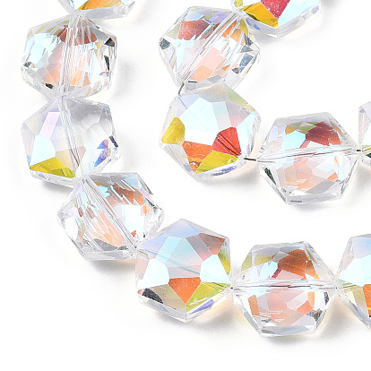 Faceted Glass Beads Strands, Clear
