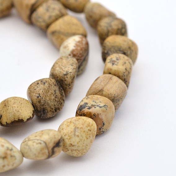 Image naturelle brins de perles de jaspe, pierre tombée, 5~7x5~7mm, Trou: 1mm, environ 15.7 pouce
