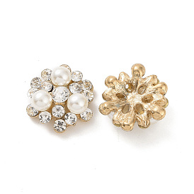 ABS Imitation Pearl Cabochons, with Alloy Rhinestone Finding, Flower