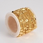 Brass Cable Chain, Flat Sequin Chains, Long-Lasting Plated, Soldered, with Spool, Flat Round