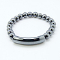 Non-Magnetic Synthetic Hematite Bracelets, Black, 49mm, Round: 8mm, Tube: 35~38x9~10mm