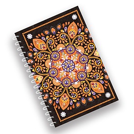 DIY Mandala Theme Spiral Notebook Diamond Painting Kits, Including A5 Notebook, Resin Rhinestones, Diamond Sticky Pen, Tray Plate and Glue Clay