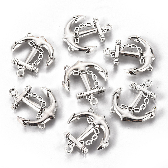 Tibetan Style Alloy Pendants, Lead Free and Cadmium Free, Anchor, 32x27x4mm, hole: 2.5mm, about 230pcs/1000g
