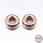 Real Rose Gold Plated Flat Round 925 Sterling Silver Spacer Beads