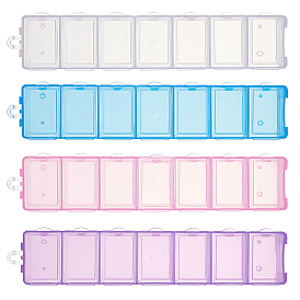 Polypropylene(PP) 7 Grid Pill Box, with Hinged Lids, with Days of the Week, Rectangle
