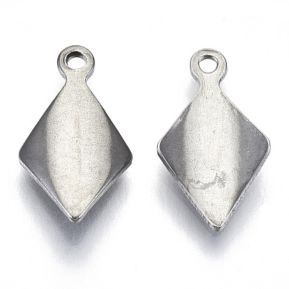 201 Stainless Steel Charms, Laser Cut, Rhombus