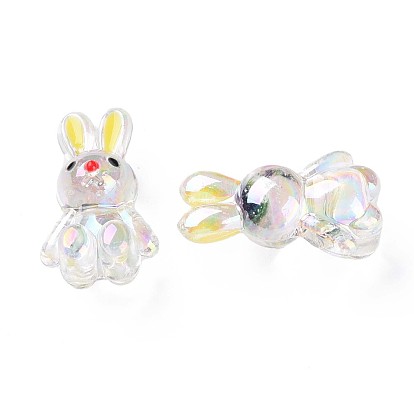Transparent Acrylic Beads, with Enamel, AB Color Plated, Rabbit