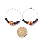 Sport Theme Acrylic Round Beaded Hoop Earrings, 316 Surgical Stainless Steel Jewelry for Women