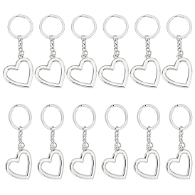 CHGCRAFT 12Pcs Alloy Keychain, with Iron Key Rings, Heart