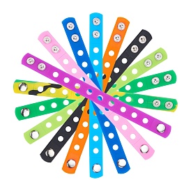 Sunnyclue 9 pcs 9 colores pulseras de cordón de silicona para niños, con fornituras de hierro platinado