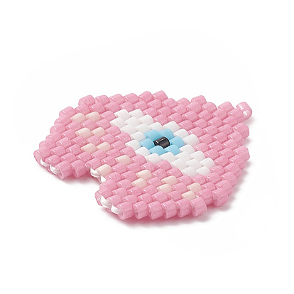 Handmade Loom Pattern MIYUKI Seed Beads, Heart with Evil Eye Pendants