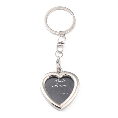 Zinc Alloy Keychain Cabochon Settings, Swivel Split Key Rings, Heart