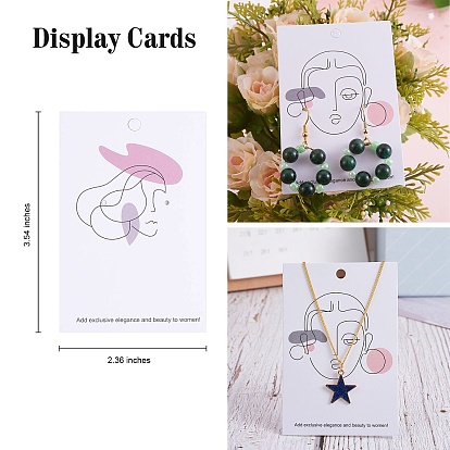 120 pcs 3 rectángulo de estilo con tarjetas de exhibición de joyería de cartón de patrón de mujer