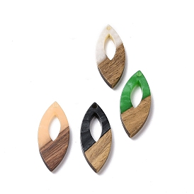 Opaque Resin & Walnut Wood Pendants, Horse Eye Charms