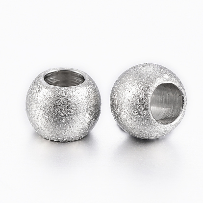 202 Stainless Steel Textured Beads, Rondelle
