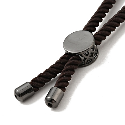 Bracelets coulissants en corde milan torsadée à moitié finis, avec des extrémités de cordon en laiton de placage de rack et une boucle ouverte, sans cadmium et sans plomb, pour la fabrication de bracelets à breloques connecteurs