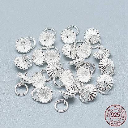 925 Sterling Silver Pendant Bails, For Half Drilled Beads, with Jump Ring