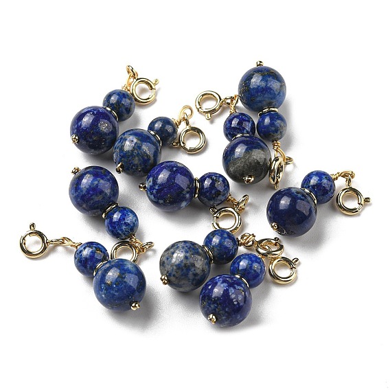 Décorations de pendentif en calebasse en lapis-lazuli naturel naturel, ornements de fruits avec fermoirs à ressort en laiton