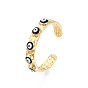 Real 18K Gold Plated Brass Open Cuff Ring with Enamel Evil Eye for Women, Nickel Free