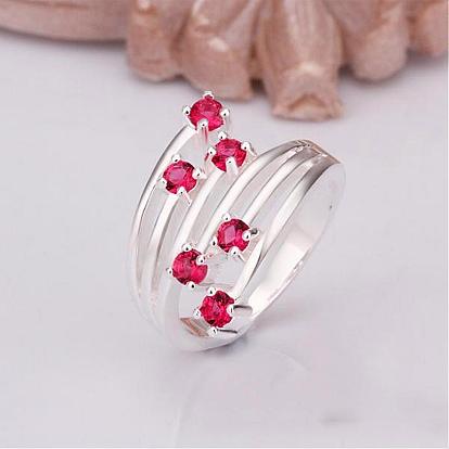 Simple Fashion Style Brass Hollow Cubic Zirconia Rings