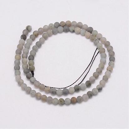 Natural Labradorite Beads Strands, Frosted, Round
