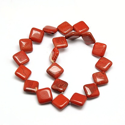 Natural Rhombus Red Jasper Beads Strands, 18~19x18~19x6mm, Hole: 1mm, about 22pcs/strand, 15.74 inch