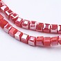 Electroplate Opaque Glass Beads Strands, Half Rainbow Plated, Faceted, Cube