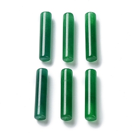 Perles de jade malaisie naturel, teint, la moitié foré, cylindre/colonne