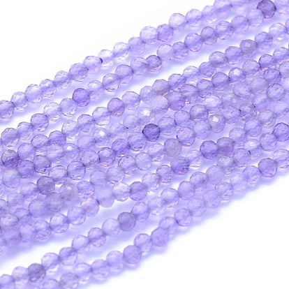 Chapelets de perles naturelles améthyste, facette, ronde