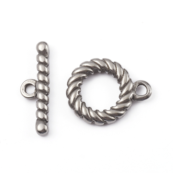 Ion Plating(IP) 304 Stainless Steel Toggle Clasps, Ring, for DIY Jewelry Making