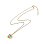 Rainbow Color Japanese Seed Braided Heart Pendant Necklace with 304 Stainless Steel Chains for Women
